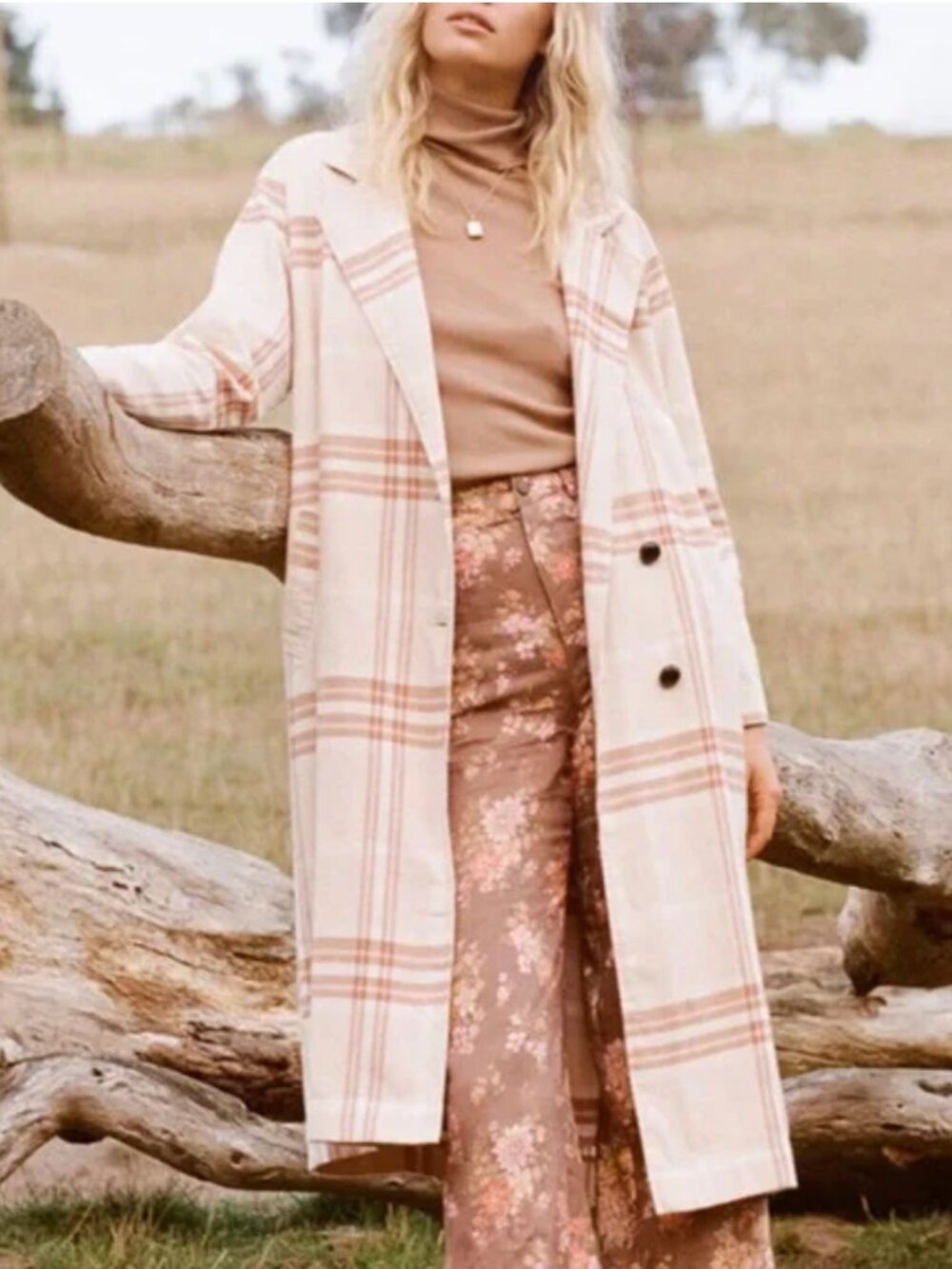 Spell Basecamp Trench Musk Organic Cotton Hemp Jacket Small Boho Plaid